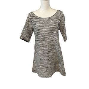 Meadow Rue Anthropologie Gray Striped Mini Dress Size Small
